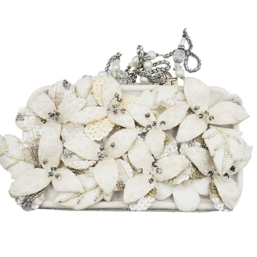 Mary Frances Heavenly Hand Beaded Floral Crossbody Bag - New with Defects